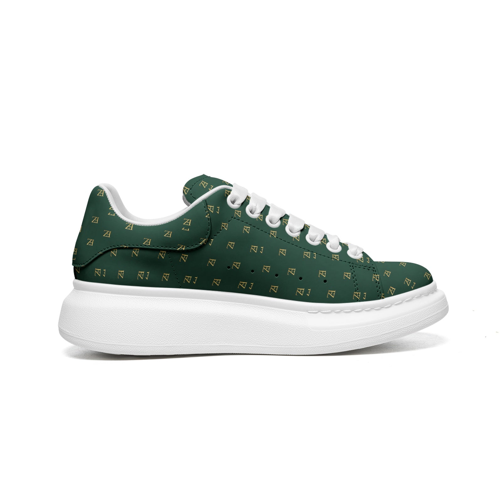 FZ Unisex Non Slip Lace Up Faux Leather Sneakers