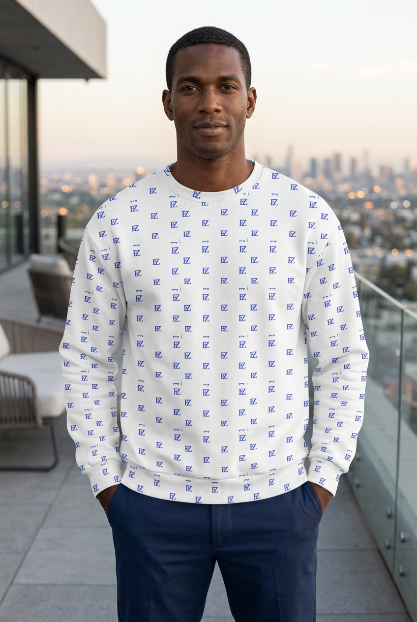 Black male model standing on a rooftop terrace