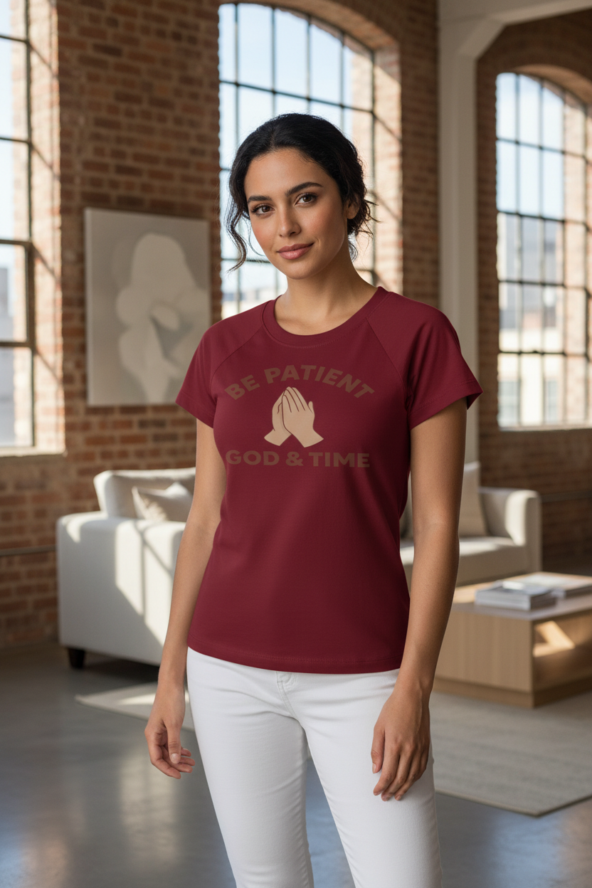Burgundy tee, industrial loft