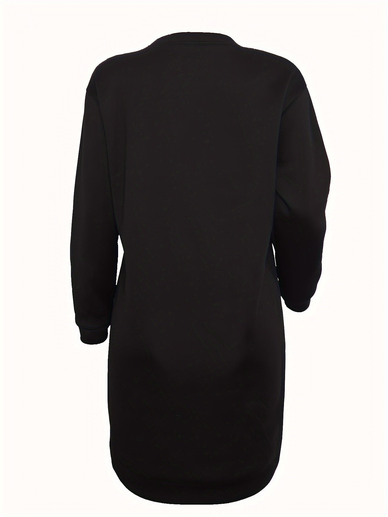 FZ Women's Casual Plush Lined Round Neck Letter Pattern Print Sweatshirt Dress