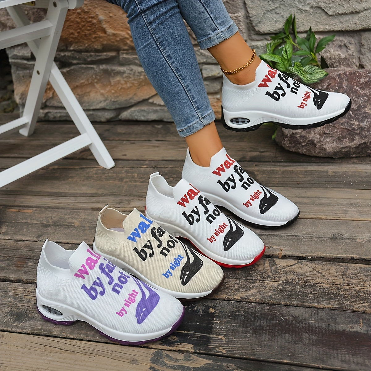 FZ Women's Knitted Breathable Classic Fashion Comfortable Leisure Sports Shoes