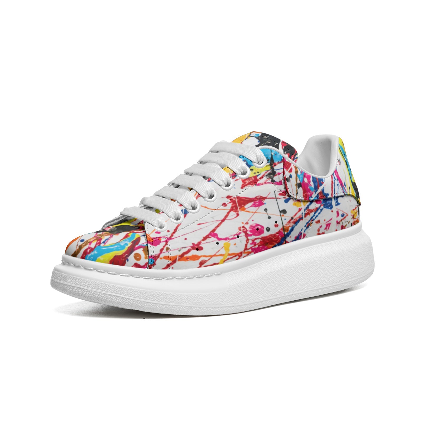 FZ Unisex Non Slip Lace Up Faux Leather Sneakers