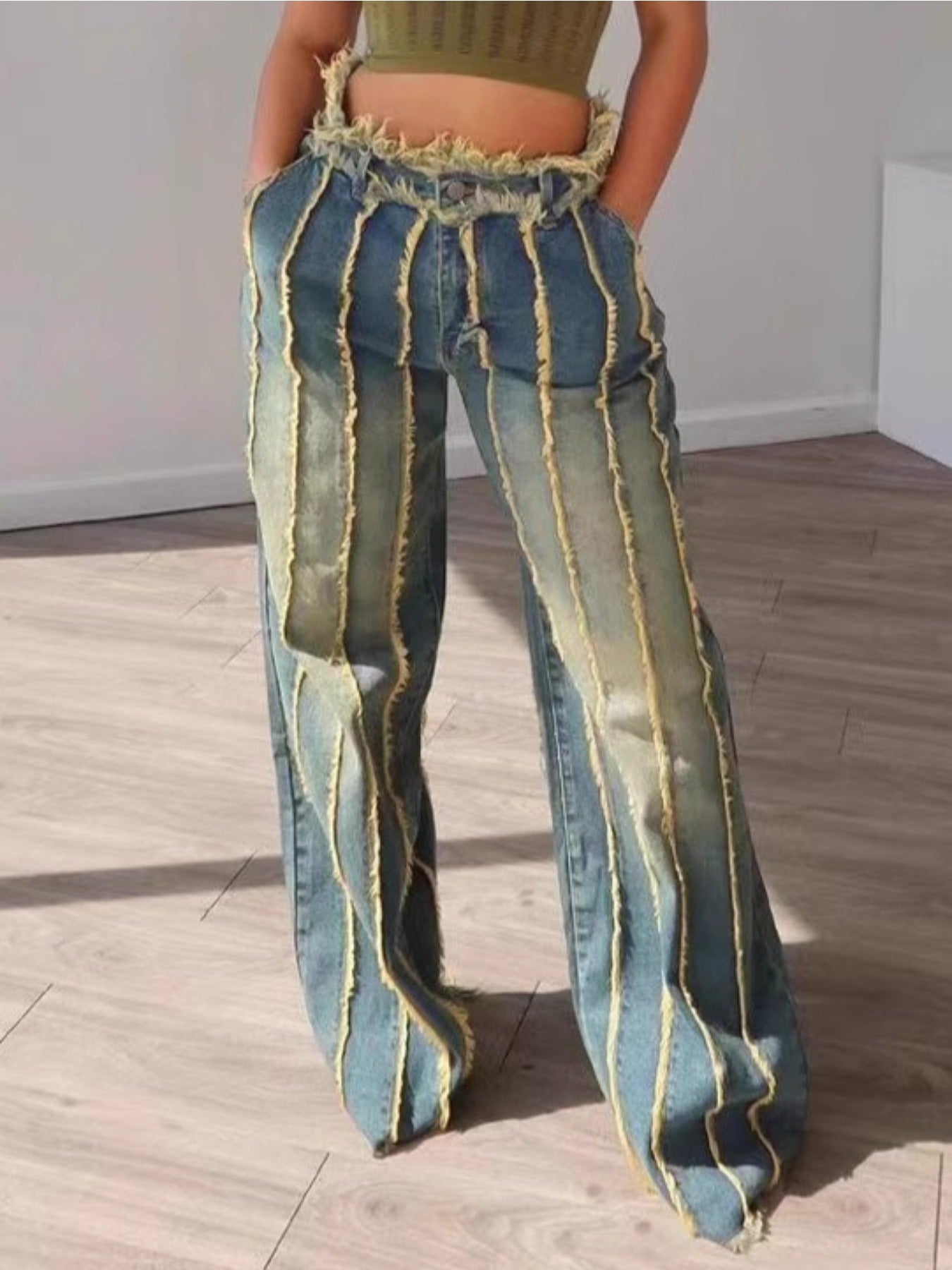 FZ Women's Stretch Slim Fit Straight Leg Non-See-Through Denim Pants