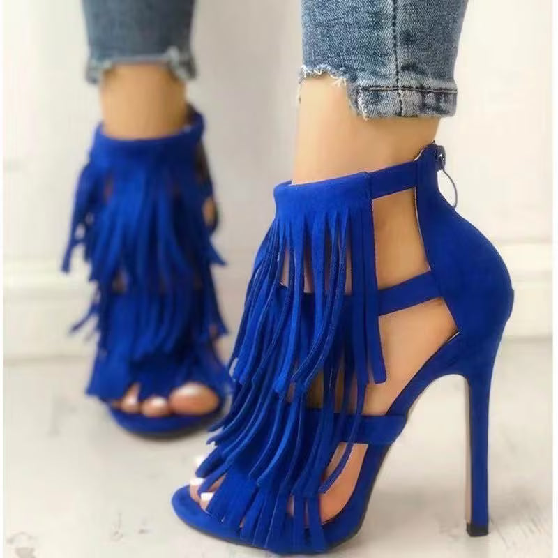 FZ Women's American Style Tassel Peep-Toe Shoes