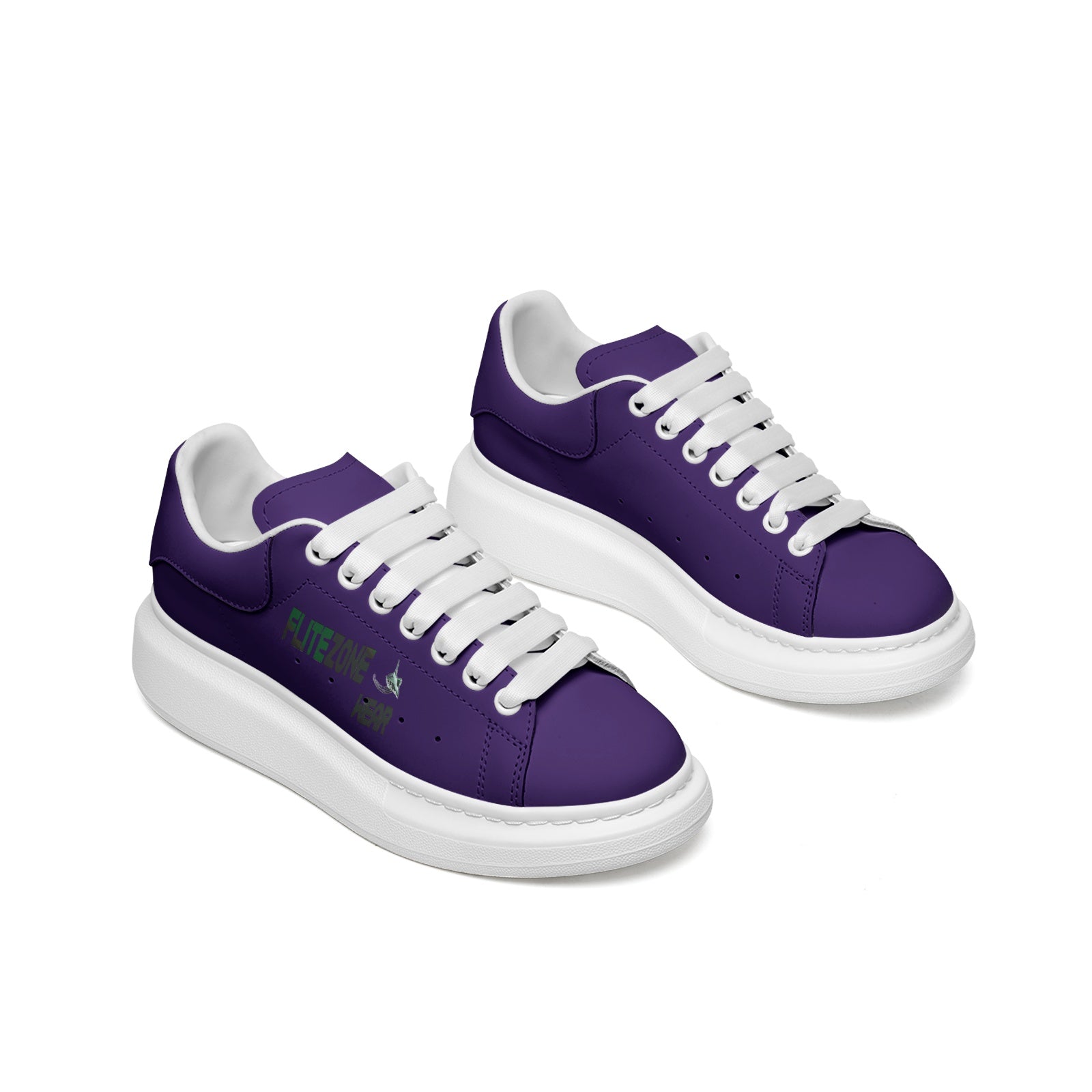 FZ Unisex Non Slip Lace Up Faux Leather Sneakers
