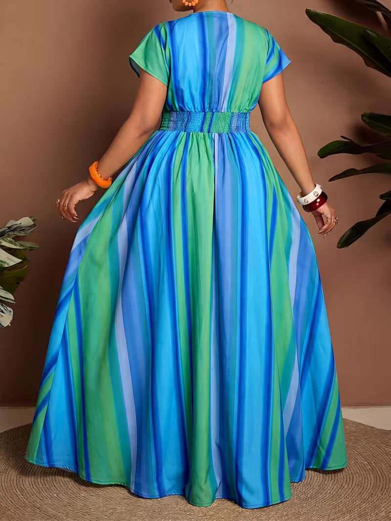 FZ Women's Plus Size V-Neck Short-Sleeved Sundress