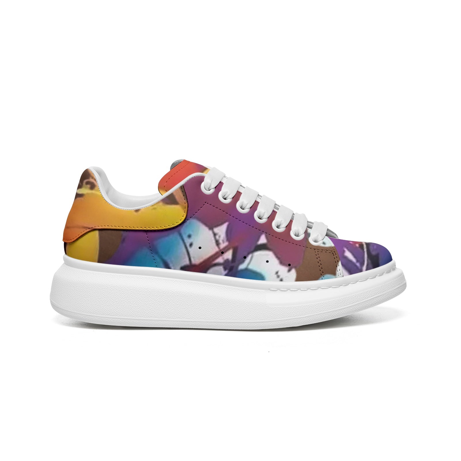FZ Unisex Non Slip Lace Up Faux Leather Sneakers