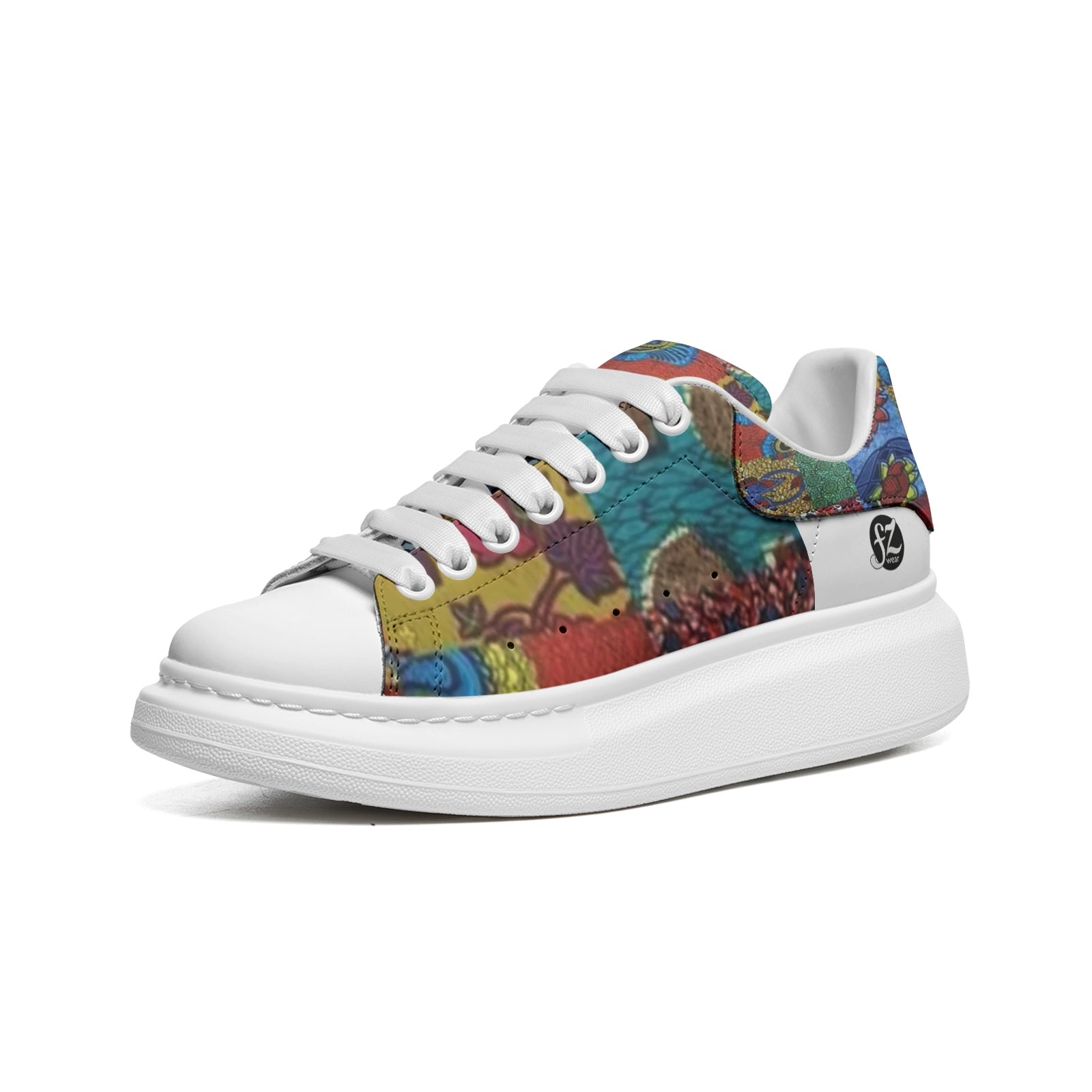 FZ Unisex Non Slip Lace Up Faux Leather Sneakers