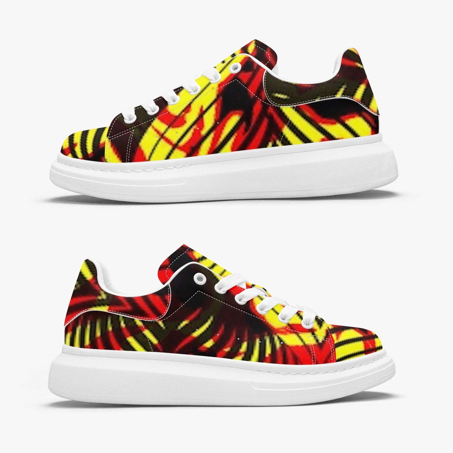 FZ Unisex African Print Leather Oversized Sneakers - FZwear