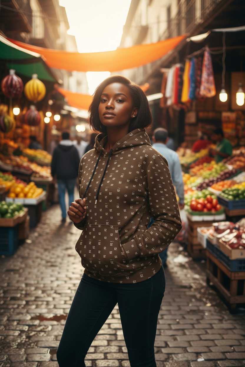 Female front - Brown FZ monogram hoodie