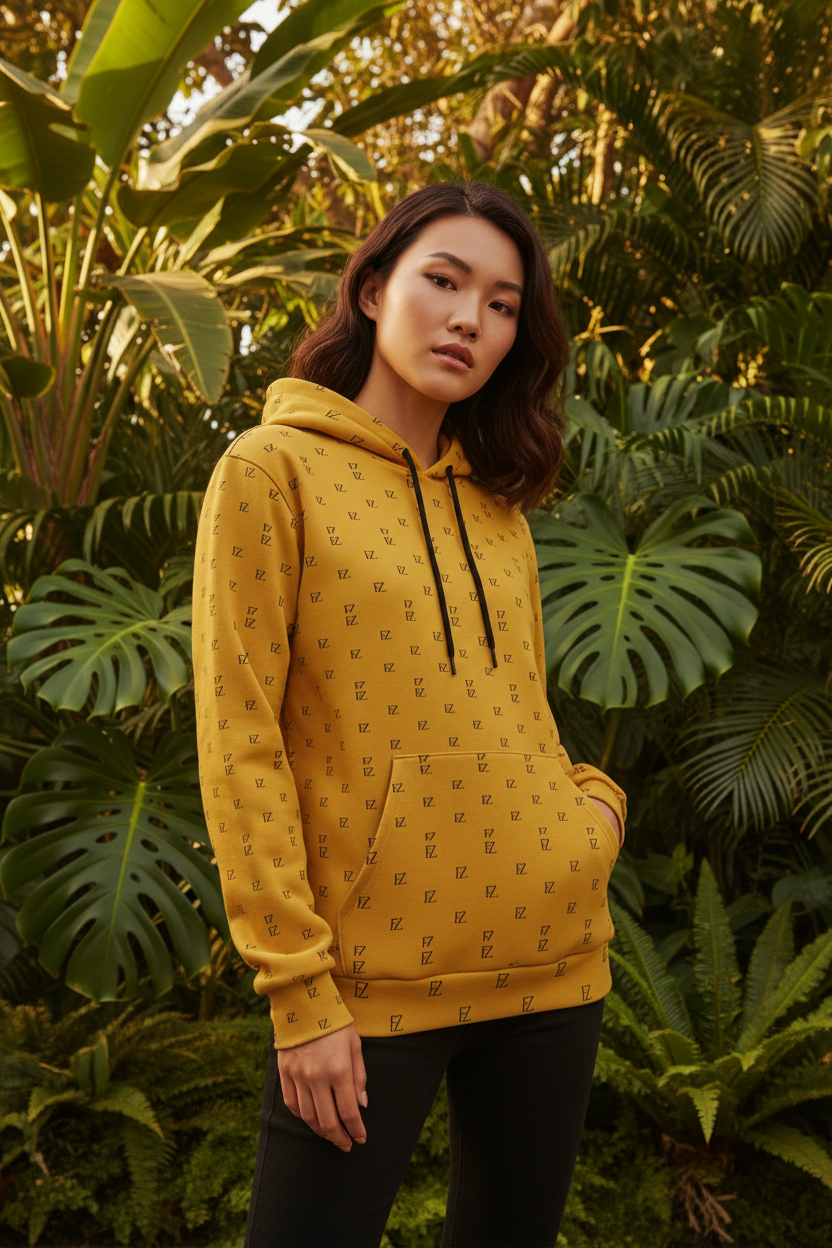 Female front - Golden FZ monogram hoodie