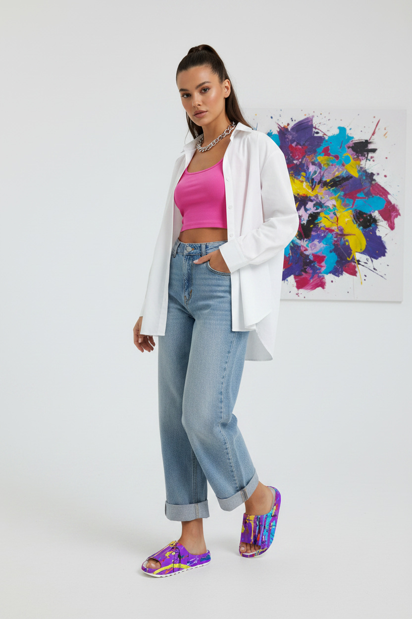Female model indoor studio background