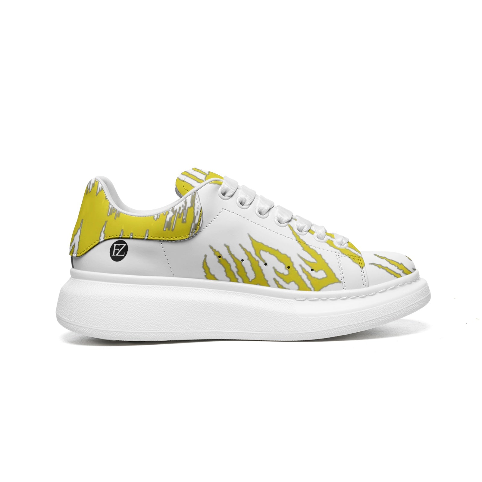 FZ Unisex Non Slip Lace Up Faux Leather Sneakers