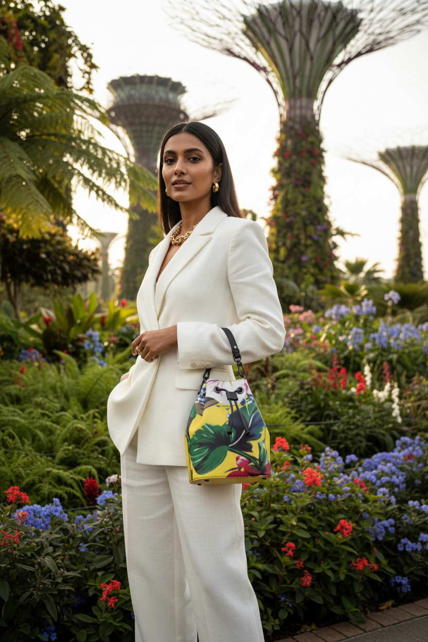 Floral bag - South Asian woman Singapore