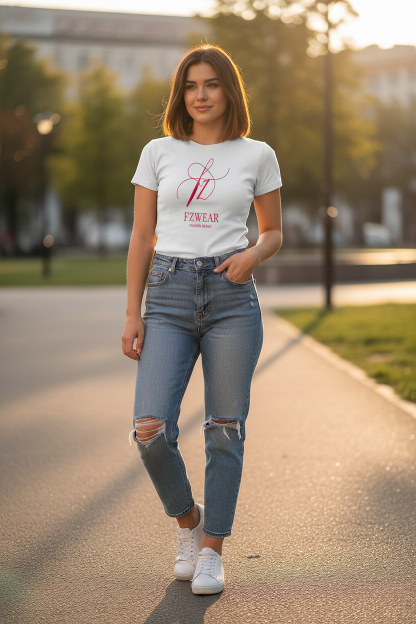 Flower Gray Slim Fit Tee