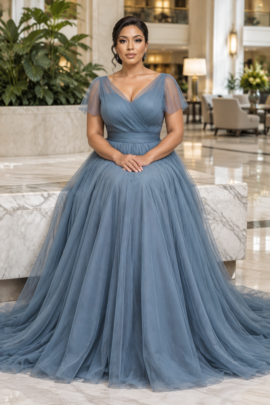 Hotel atrium seated look