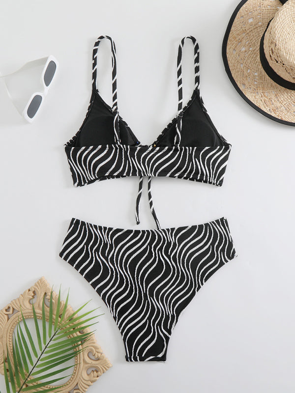 FZ Women's Stripe Print Bikini Swimwear