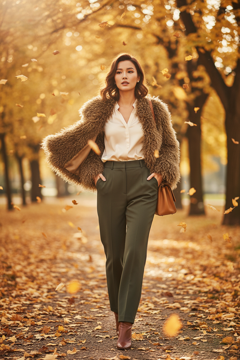 Khaki Coat - Autumn Park