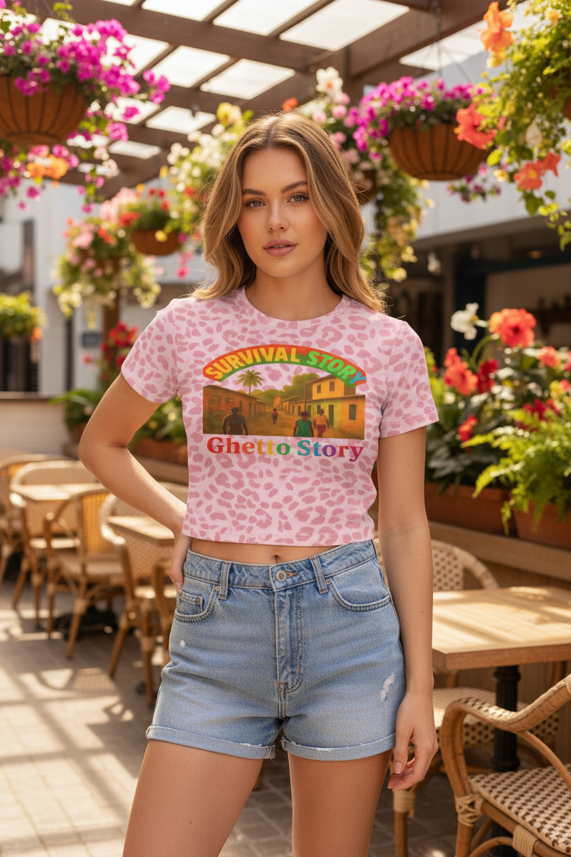 Light Pink Ghetto Story Tee - Cafe