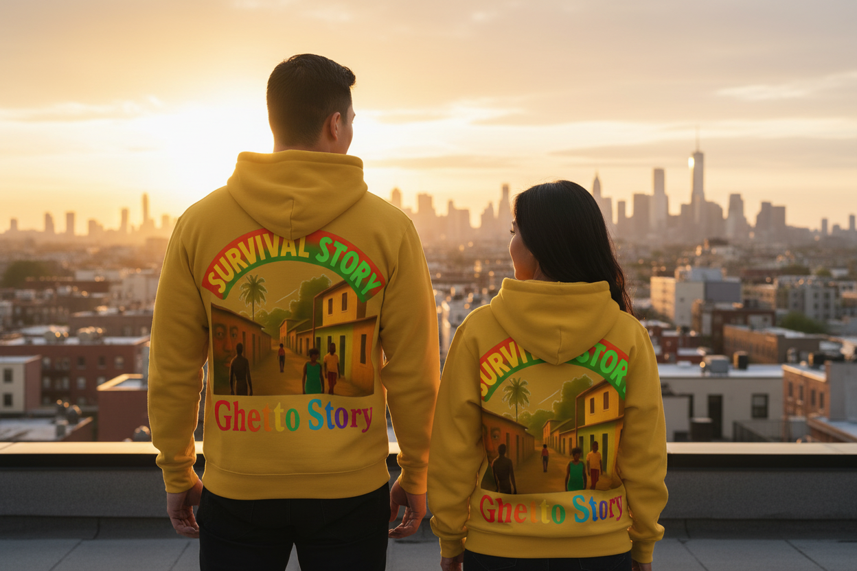 Male and female back - Ghetto Story hoodie