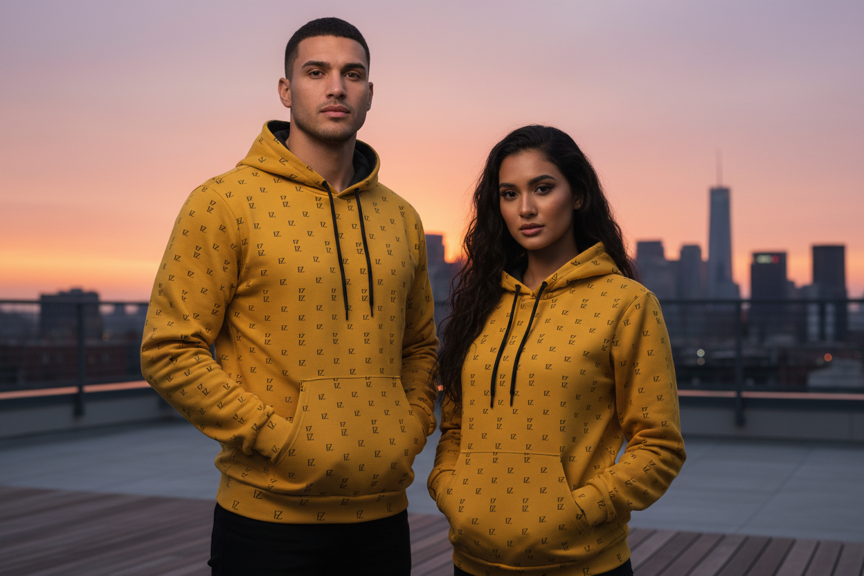 Male and female front - Golden FZ monogram hoodie