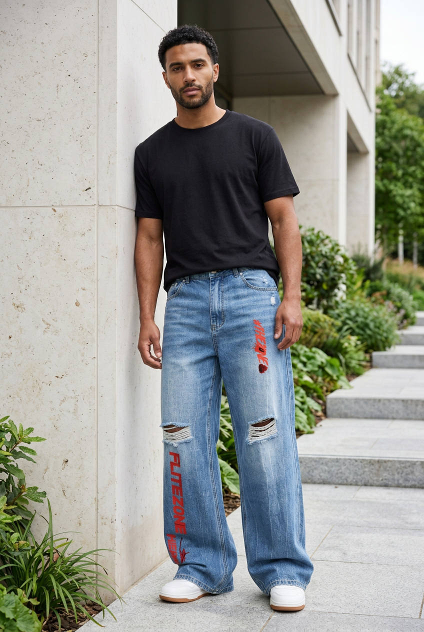 Middle Eastern male model beside a landscaped walkway