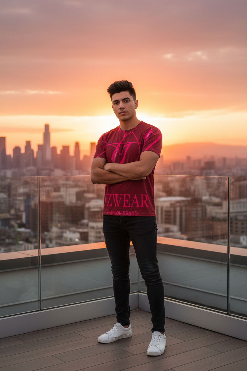 Model 1 - FZwear Red Tee
