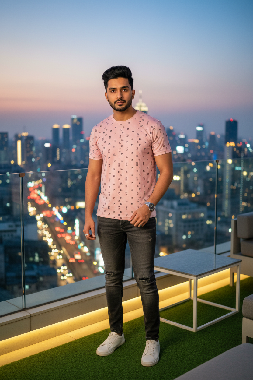 Model 2 - FZwear Pink Monogram Tee