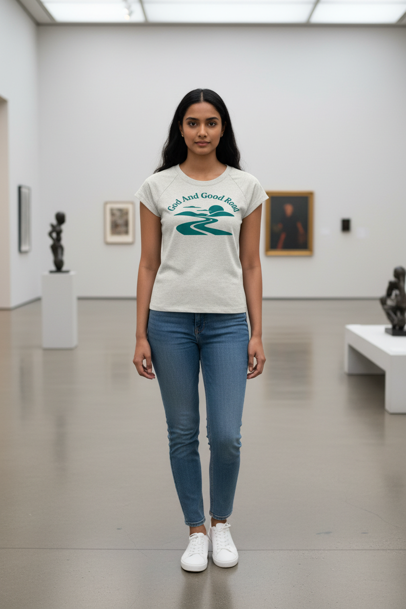 Model in art gallery