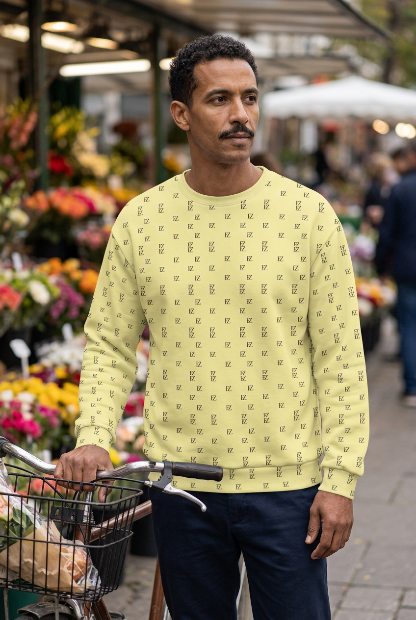 North African man beside a bicycle at a flower market