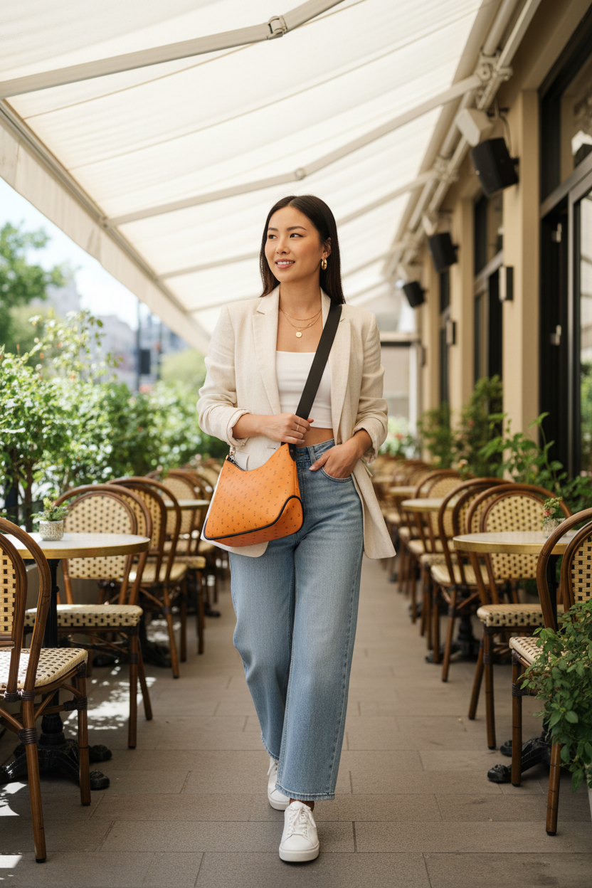 Orange Monogram Bag - Cafe