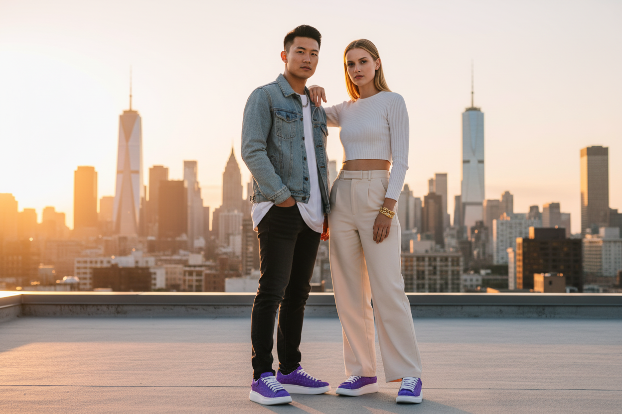 Rooftop golden hour couple