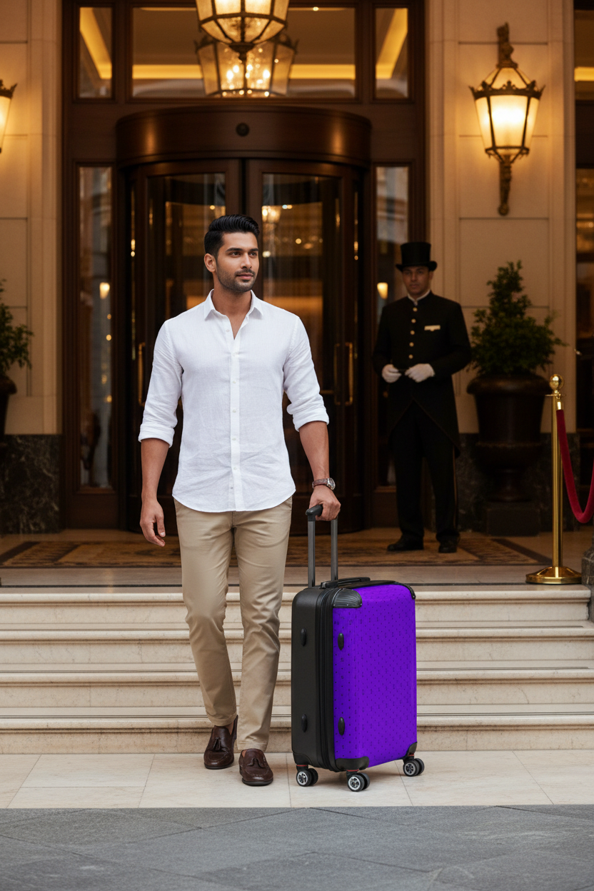 South Asian male model - Hotel Entrance