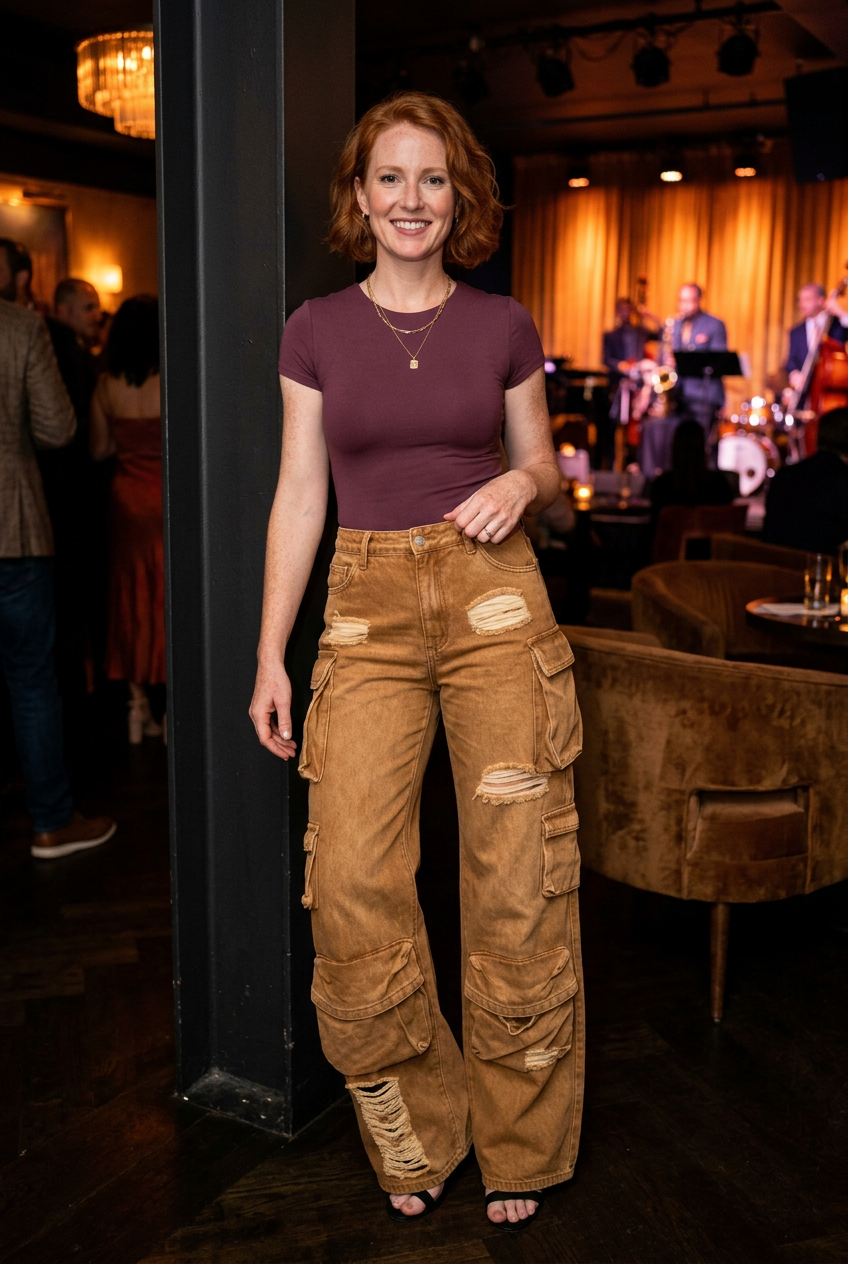 White model posing in an upscale jazz club