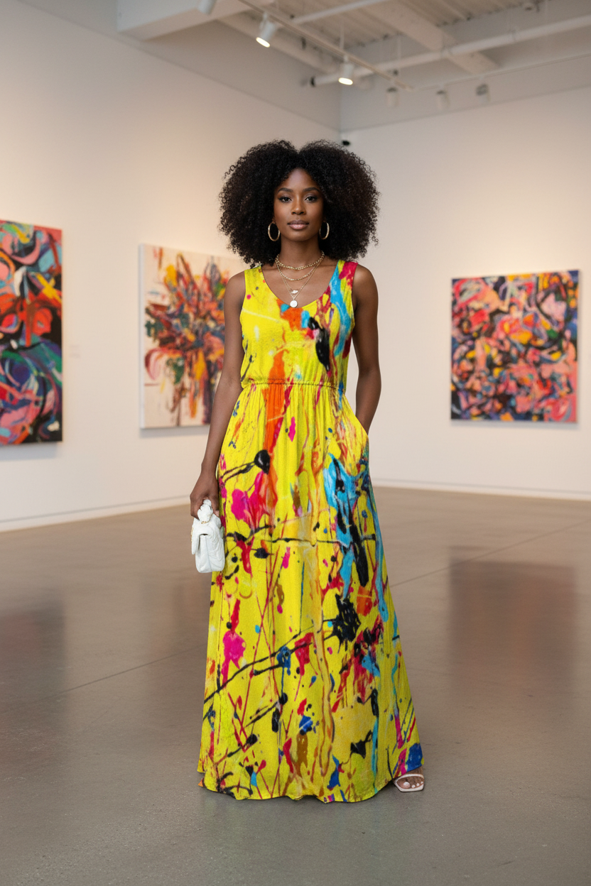 Yellow Paint Dress - Art Gallery