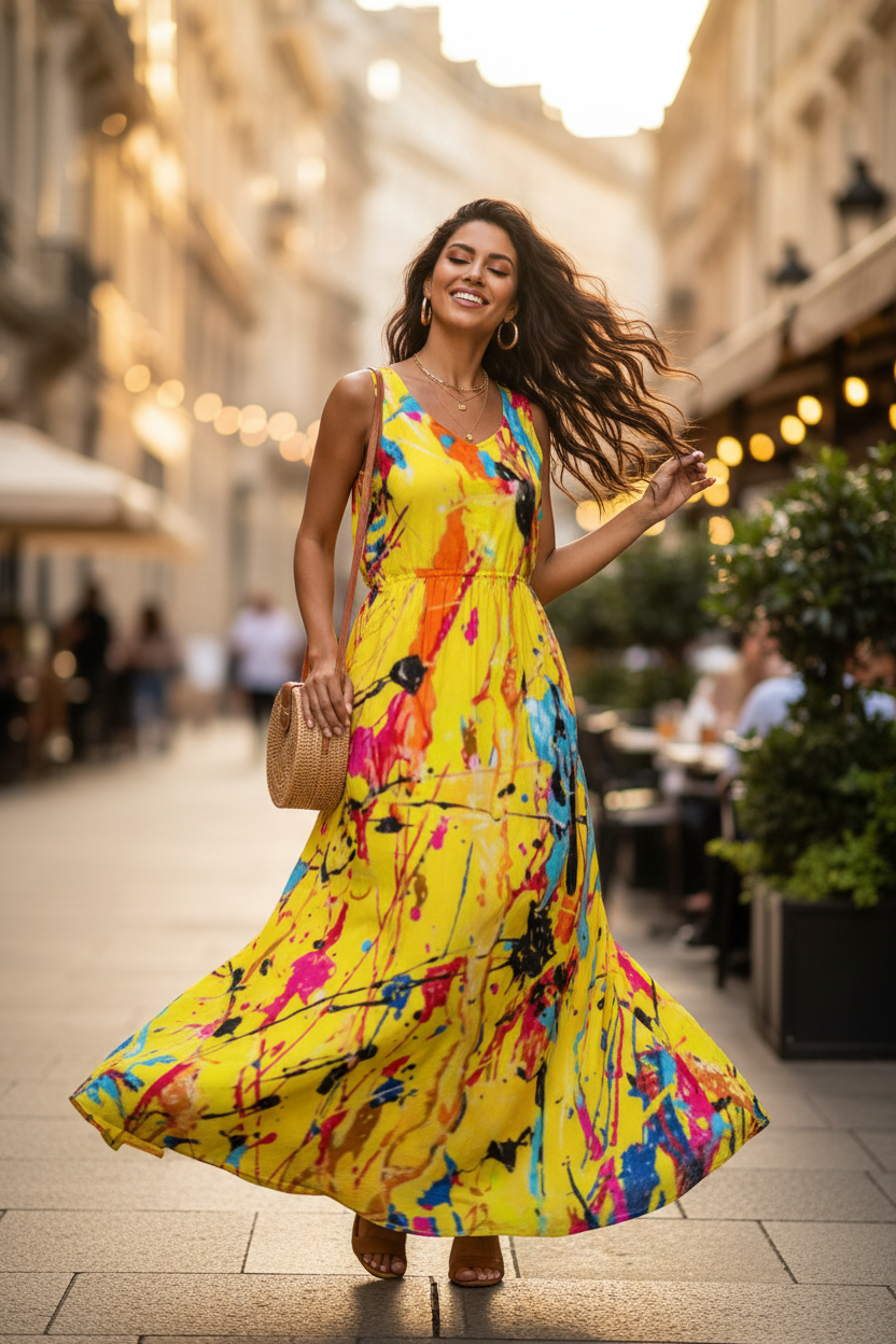 Yellow Paint Dress - Urban Street