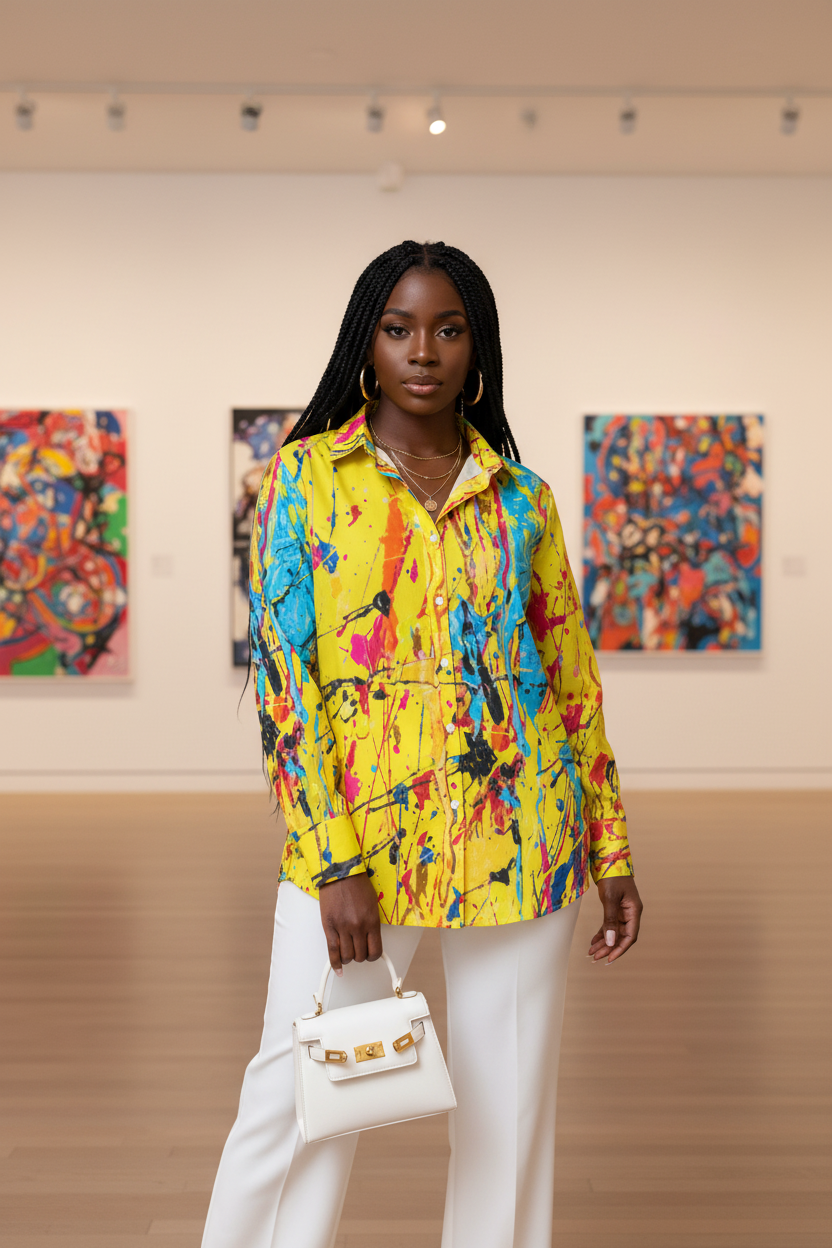 Yellow Paint Shirt - Art Gallery
