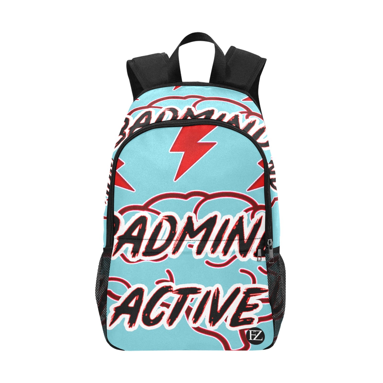 fz mind backpack one size / fz mind backpack - new blue all-over print unisex casual backpack with side mesh pockets (model 1659)