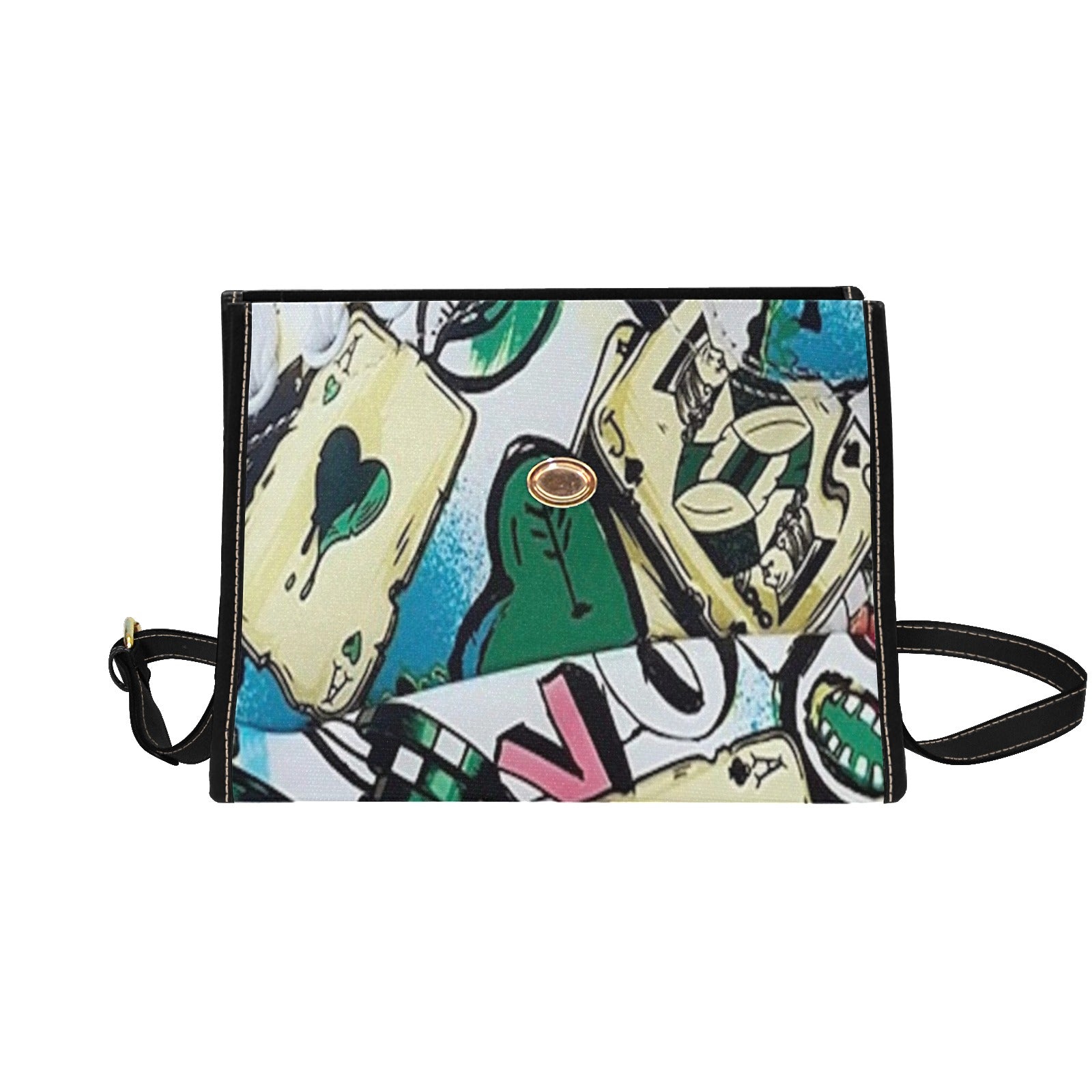 fz card handbag all over print canvas bag (model 1641)(black)