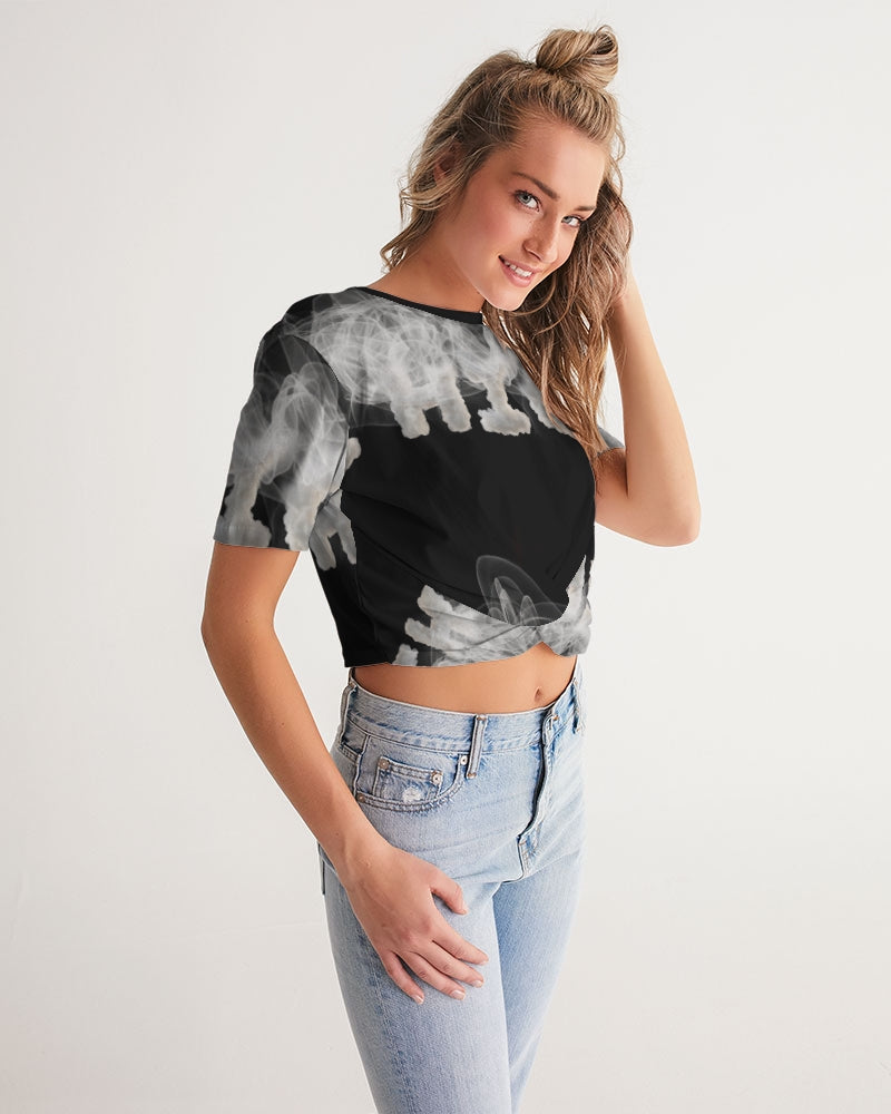 high grade women's twist-front cropped tee