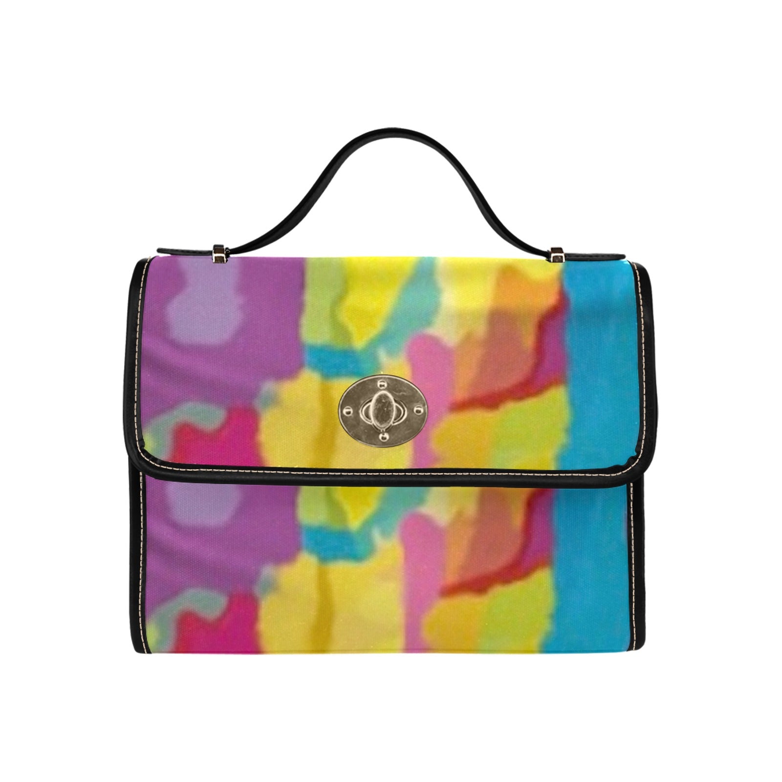 fz rianbow handbag all over print canvas bag (model 1641)(black)