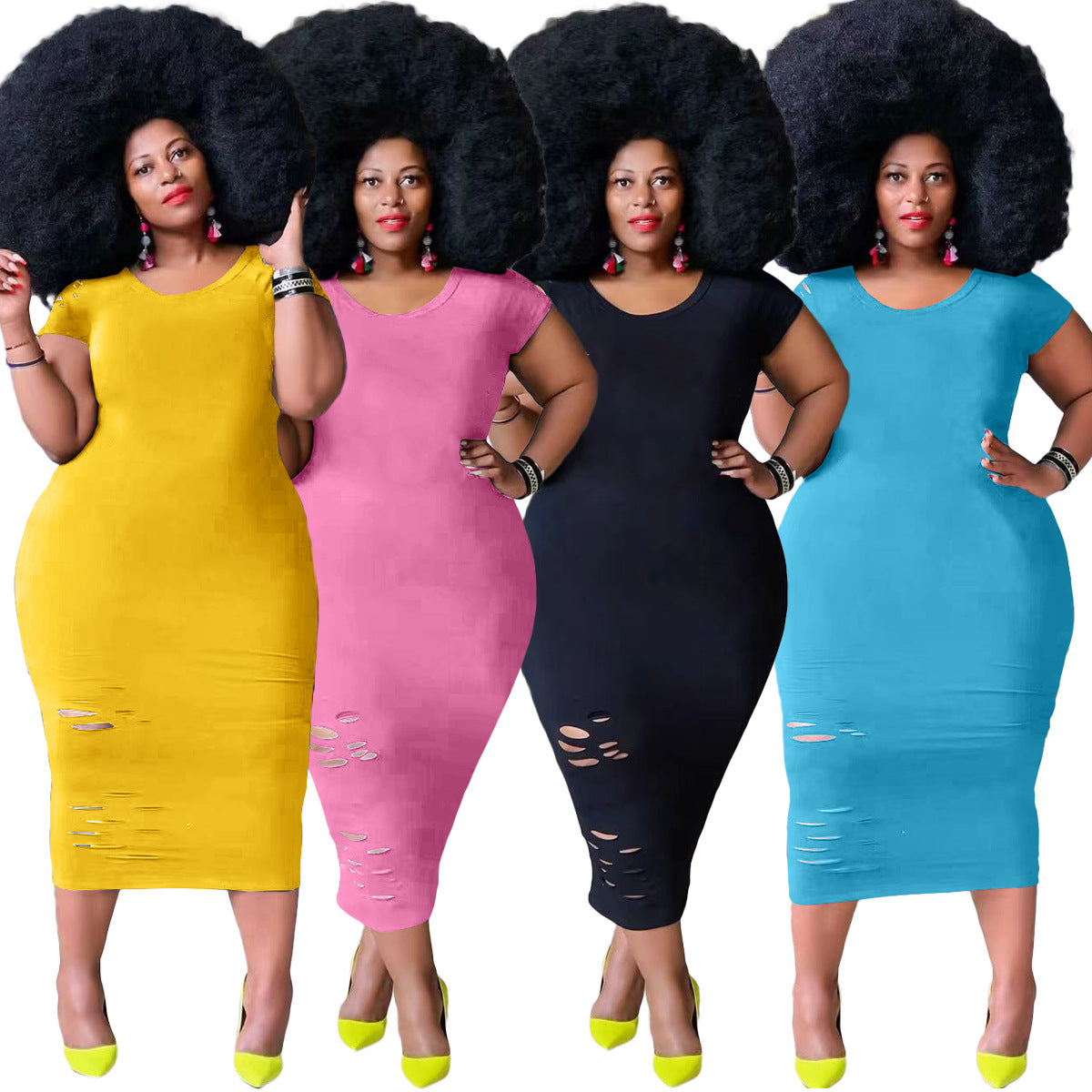 fz women plus size solid short sleeve dress