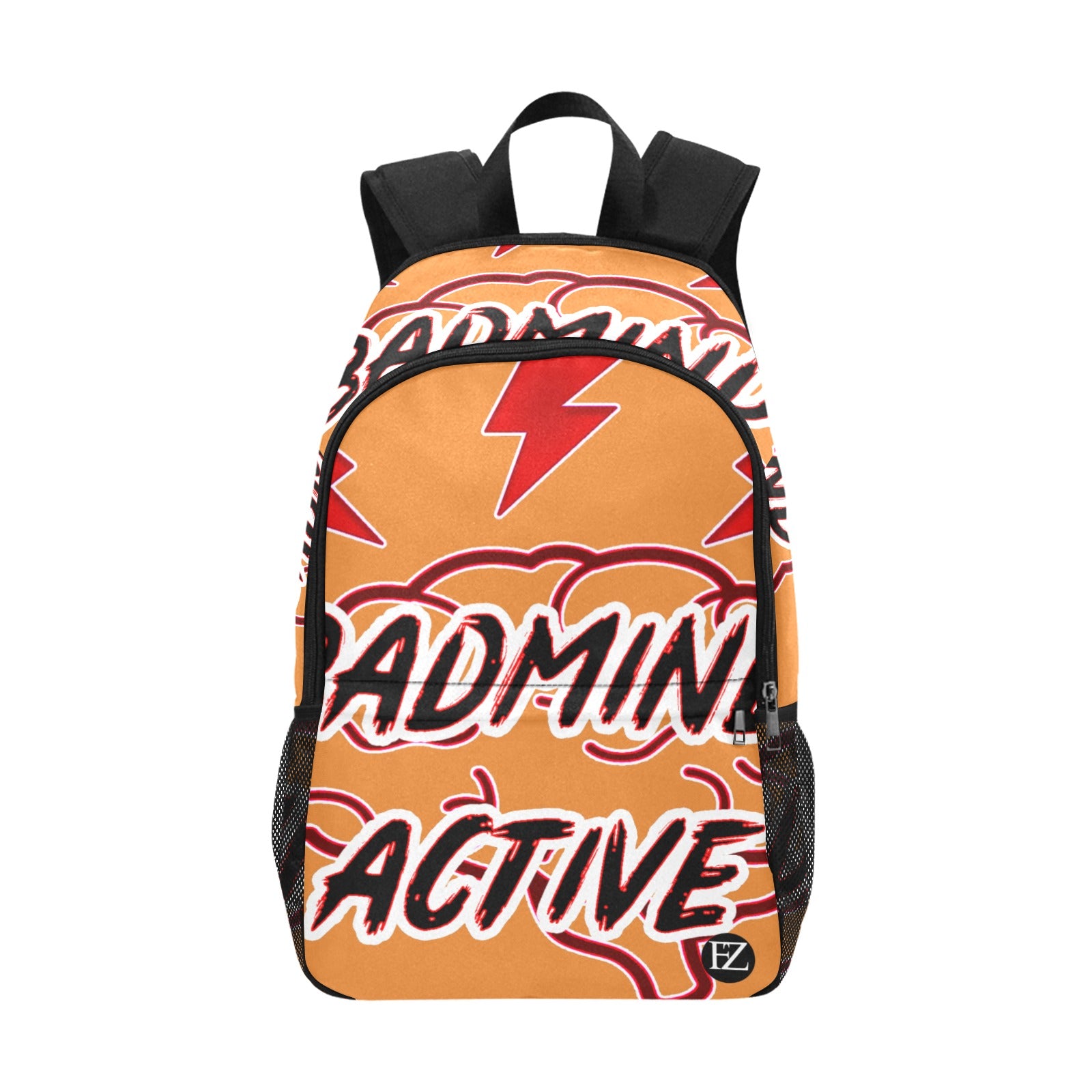 fz mind backpack one size / fz mind backpack - orange all-over print unisex casual backpack with side mesh pockets (model 1659)