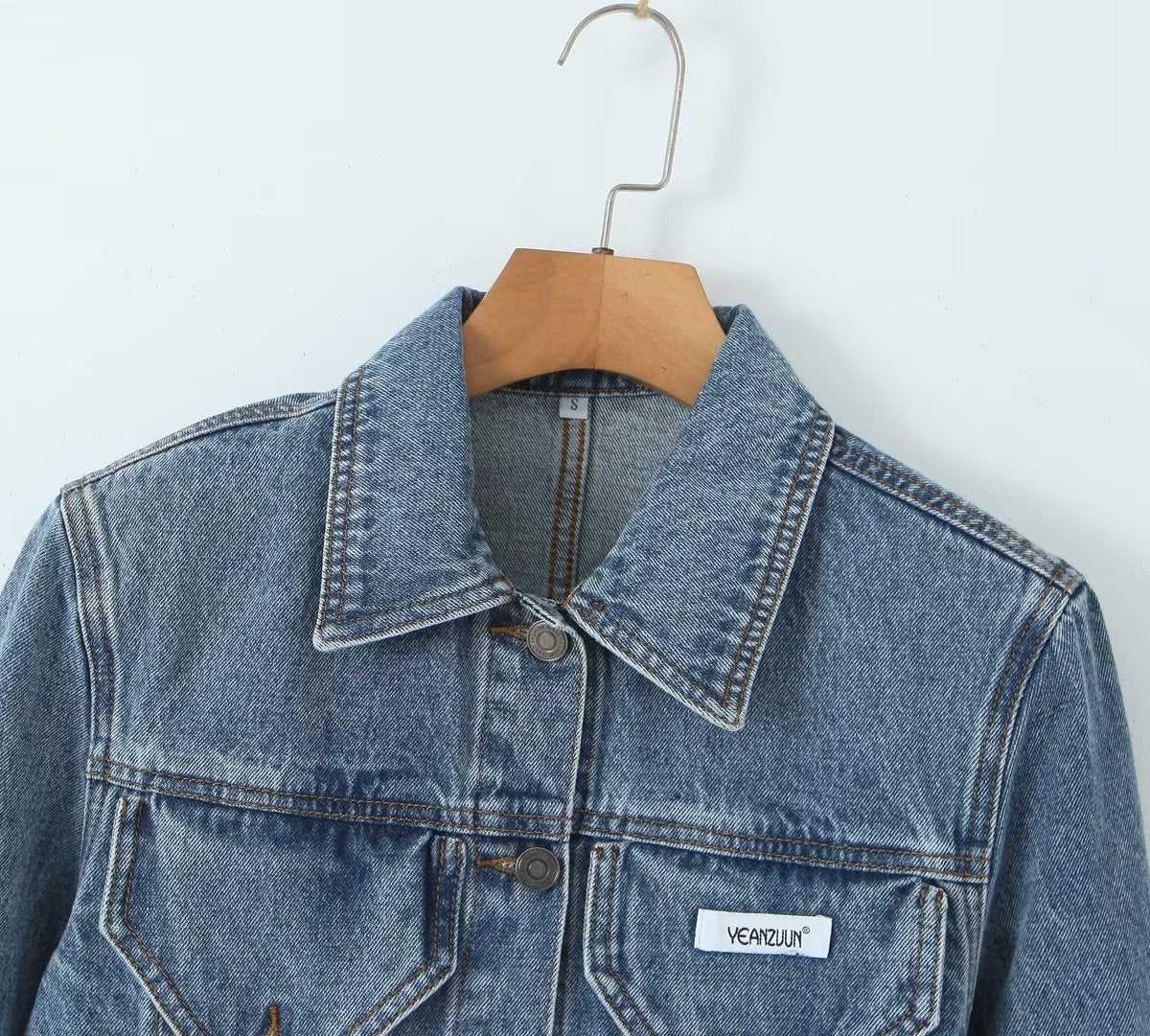 sexy wear short denim jacket women early autumn retro slim collared slimming jacket top