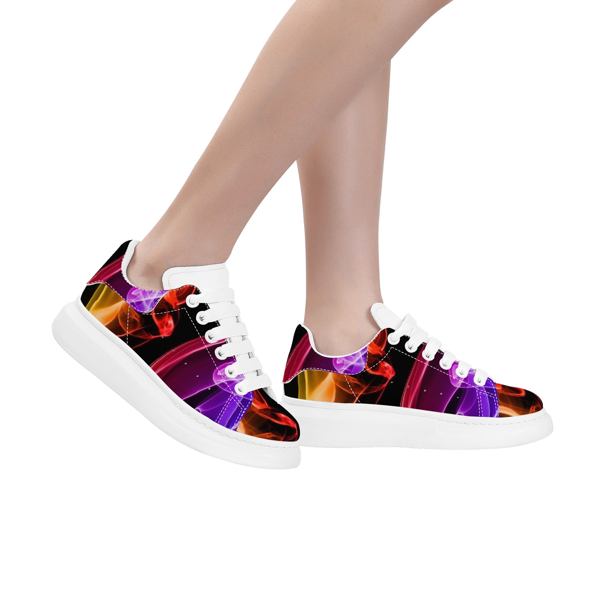 FZ Women's White Tongue Low Top Chunky Shoes - FZwear