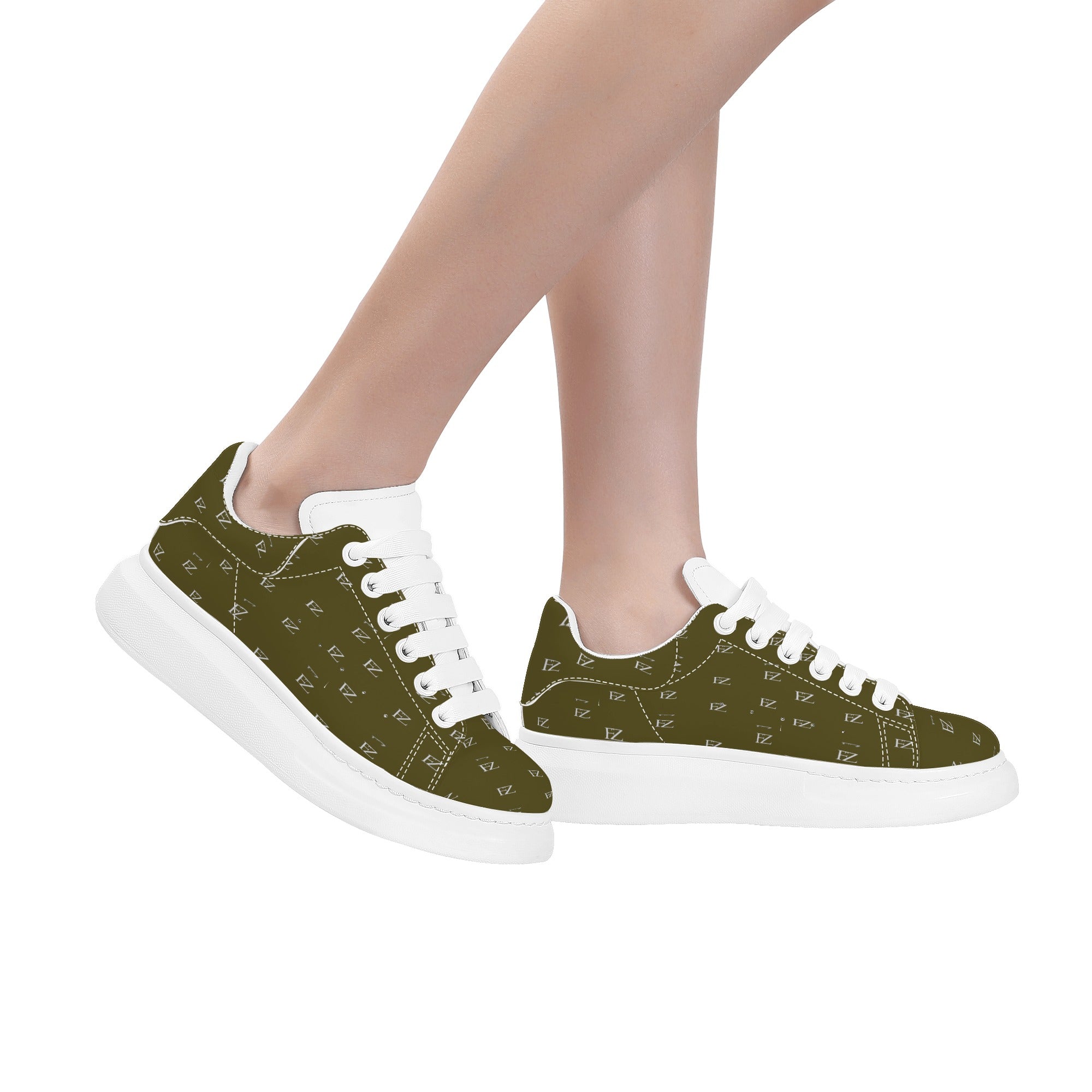 FZ Women's White Tongue Low Top Chunky Shoes - FZwear