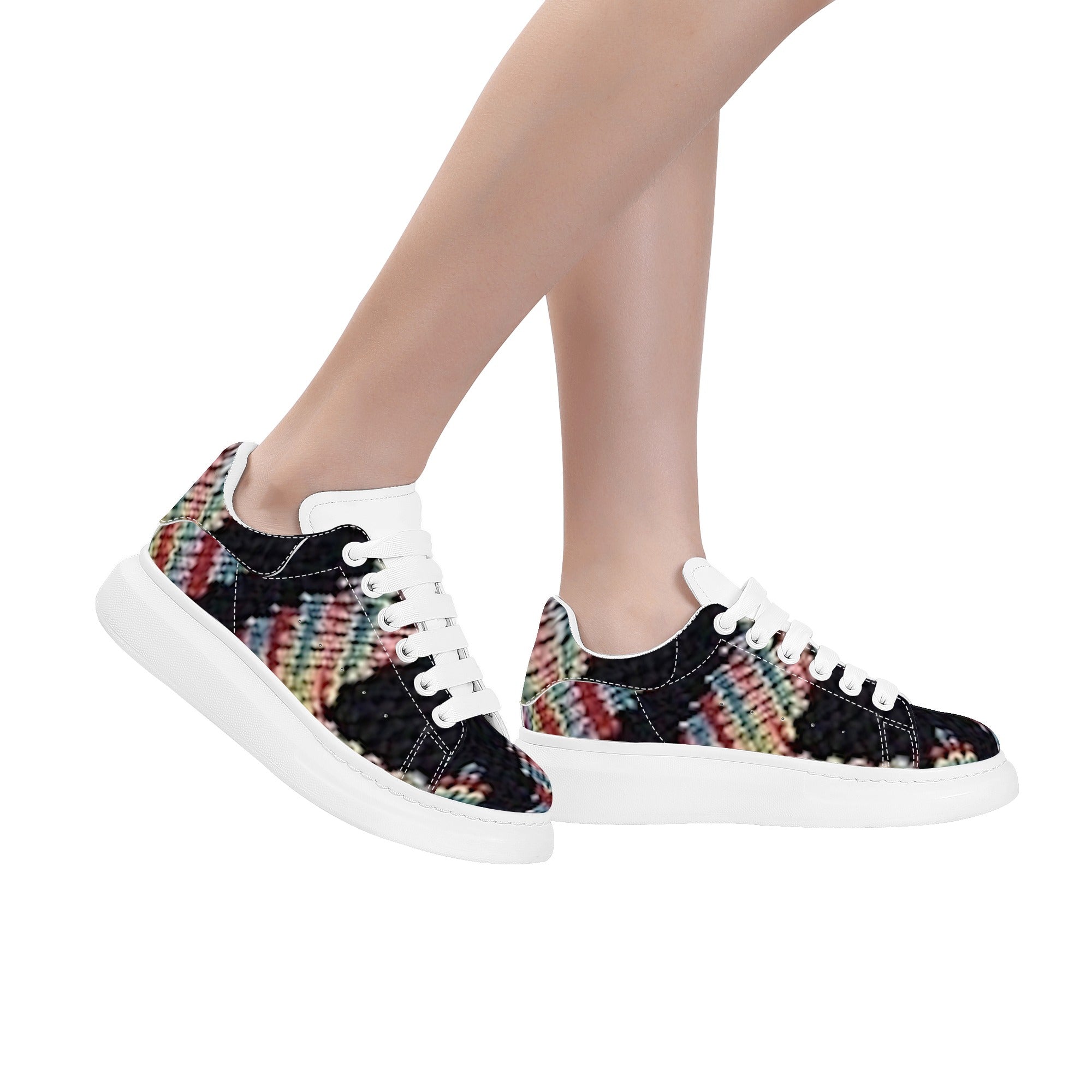 FZ Women's White Tongue Low Top Chunky Shoes - FZwear