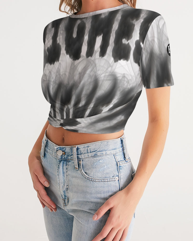 weed zone women's twist-front cropped tee