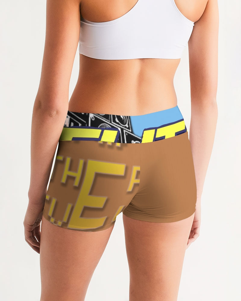 tan flite women's mid-rise yoga shorts