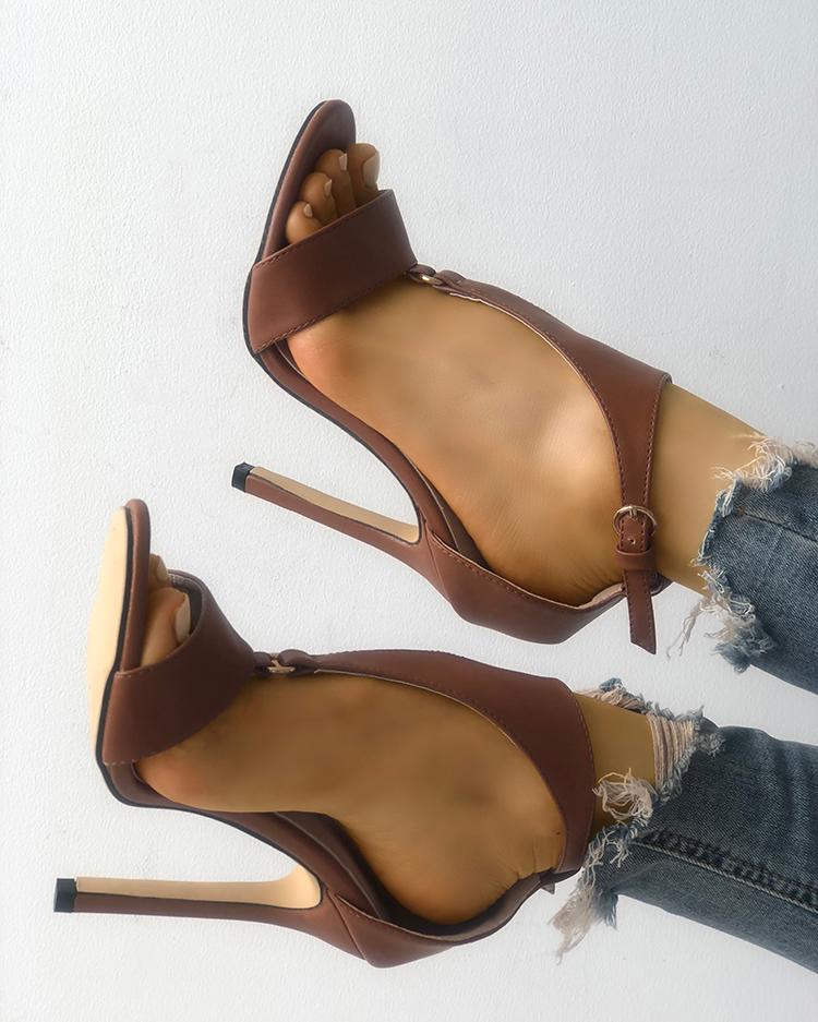 FZ Women's Buckled T-Strap Stiletto Shoes - FZwear